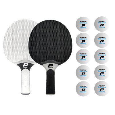 Zestaw rakietek OUTDOOR POINT SCHOOL BLACK/WHITE + 10 piłeczek