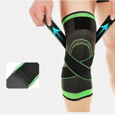 Ściągacz POINT stabilizator kolana z paskami zielony